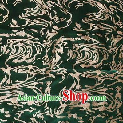 Traditional Asian Chinese Handmade Embroidery Silk Satin Tang Suit Green Fabric, Nanjing Brocade Ancient Costume Hanfu Cheongsam Cloth Material