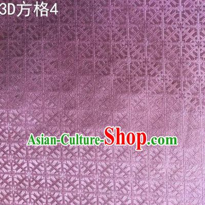 Traditional Asian Chinese Handmade Embroidery Square Lattice Silk Satin Tang Suit Purple Fabric, Nanjing Brocade Ancient Costume Hanfu Cheongsam Cloth Material