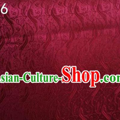 Traditional Asian Chinese Handmade Jacquard Weave Fish Pattern Satin Tang Suit Wine Red Silk Fabric, Top Grade Nanjing Brocade Ancient Costume Hanfu Clothing Fabric Cheongsam Cloth Material
