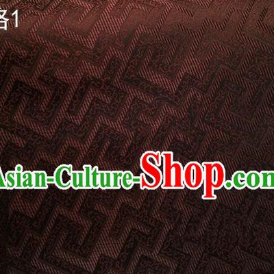 Traditional Asian Chinese Handmade Jacquard Weave Satin Tang Suit Brown Silk Fabric, Top Grade Nanjing Brocade Ancient Costume Hanfu Clothing Fabric Cheongsam Cloth Material