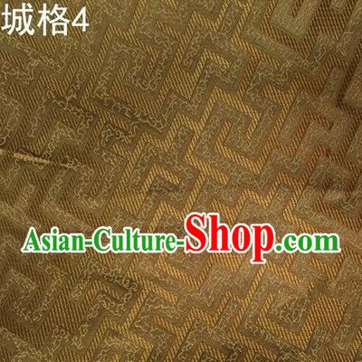 Traditional Asian Chinese Handmade Jacquard Weave Satin Tang Suit Golden Silk Fabric, Top Grade Nanjing Brocade Ancient Costume Hanfu Clothing Fabric Cheongsam Cloth Material