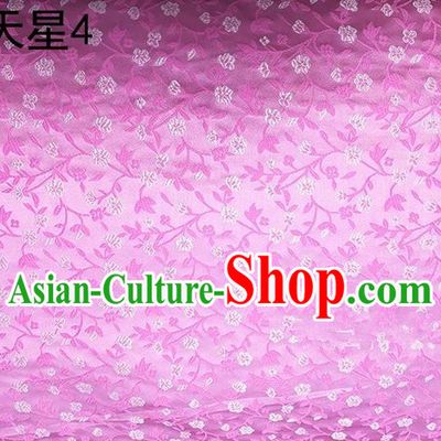 Traditional Asian Chinese Handmade Embroidery Plum Blossom Satin Tang Suit Pink Silk Fabric, Top Grade Nanjing Brocade Ancient Costume Hanfu Clothing Fabric Cheongsam Cloth Material