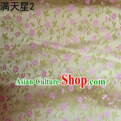 Traditional Asian Chinese Handmade Embroidery Plum Blossom Satin Tang Suit Golden Silk Fabric, Top Grade Nanjing Brocade Ancient Costume Hanfu Clothing Fabric Cheongsam Cloth Material