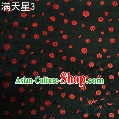 Traditional Asian Chinese Handmade Embroidery Plum Blossom Satin Tang Suit Black Silk Fabric, Top Grade Nanjing Brocade Ancient Costume Hanfu Clothing Fabric Cheongsam Cloth Material