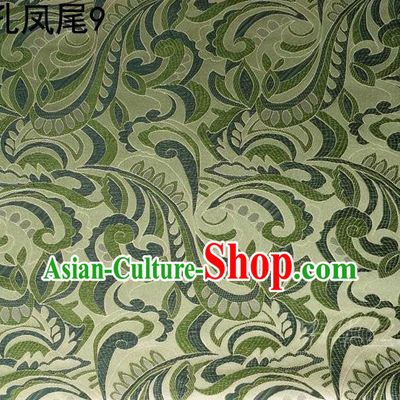 Traditional Asian Chinese Handmade Embroidery Ombre Flowers Satin Tang Suit Green Silk Fabric, Top Grade Nanjing Brocade Ancient Costume Hanfu Clothing Fabric Cheongsam Cloth Material