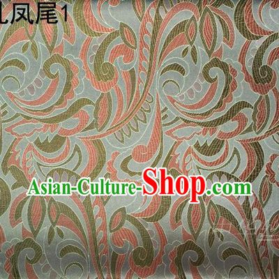 Traditional Asian Chinese Handmade Embroidery Ombre Flowers Satin Tang Suit Grass Green Silk Fabric, Top Grade Nanjing Brocade Ancient Costume Hanfu Clothing Fabric Cheongsam Cloth Material