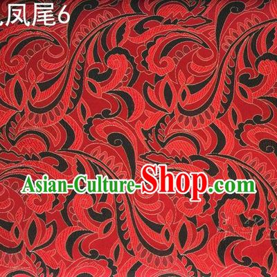 Traditional Asian Chinese Handmade Embroidery Ombre Flowers Satin Tang Suit Red Silk Fabric, Top Grade Nanjing Brocade Ancient Costume Hanfu Clothing Fabric Cheongsam Cloth Material