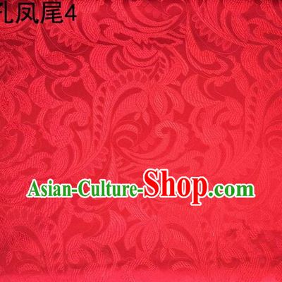 Traditional Asian Chinese Handmade Embroidery Ombre Flowers Satin Tang Suit Red Silk Fabric, Top Grade Nanjing Brocade Ancient Costume Hanfu Clothing Fabric Cheongsam Cloth Material