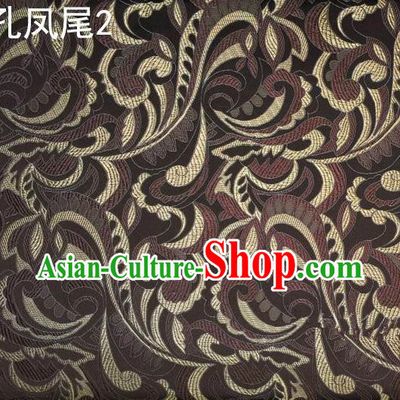 Traditional Asian Chinese Handmade Embroidery Ombre Flowers Satin Tang Suit Brown Silk Fabric, Top Grade Nanjing Brocade Ancient Costume Hanfu Clothing Fabric Cheongsam Cloth Material