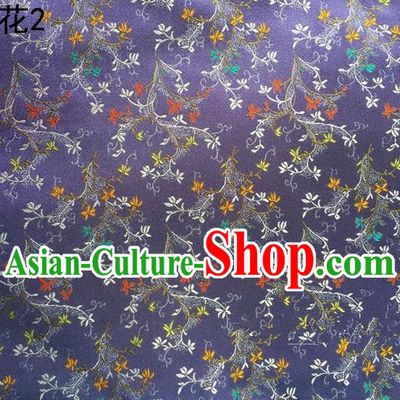 Traditional Asian Chinese Handmade Embroidery Spreading Flowers Satin Tang Suit Purple Silk Fabric, Top Grade Nanjing Brocade Ancient Costume Hanfu Clothing Cheongsam Cloth Material