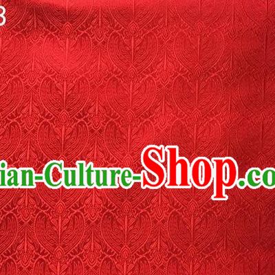 Traditional Asian Chinese Handmade Embroidery Peach Hearts Flowers Satin Tang Suit Red Silk Fabric, Top Grade Nanjing Brocade Ancient Costume Hanfu Clothing Cheongsam Cloth Material