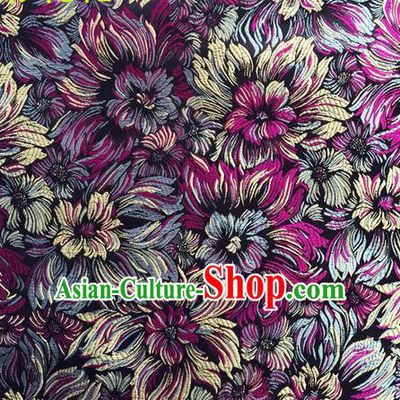Traditional Asian Chinese Handmade Embroidery Fireworks Satin Wedding Tang Suit Purple Silk Fabric, Top Grade Nanjing Brocade Ancient Costume Hanfu Tibetan Clothing Cheongsam Cloth Material
