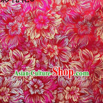 Traditional Asian Chinese Handmade Embroidery Fireworks Satin Wedding Tang Suit Rosy Silk Fabric, Top Grade Nanjing Brocade Ancient Costume Hanfu Tibetan Clothing Cheongsam Cloth Material