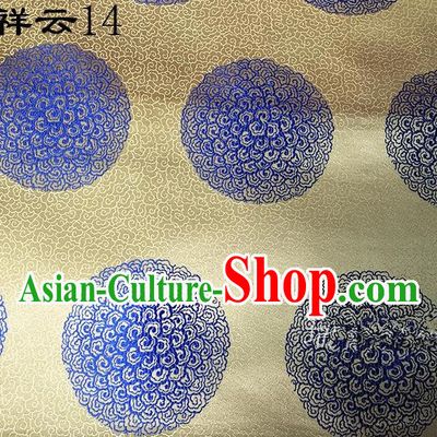 Traditional Asian Chinese Handmade Embroidery Round Auspicious Clouds Silk Satin Tang Suit Golden Mongolian Robe Fabric, Nanjing Brocade Ancient Costume Hanfu Cheongsam Cloth Material