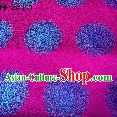 Traditional Asian Chinese Handmade Embroidery Round Auspicious Clouds Silk Satin Tang Suit Rosy Mongolian Robe Fabric, Nanjing Brocade Ancient Costume Hanfu Cheongsam Cloth Material