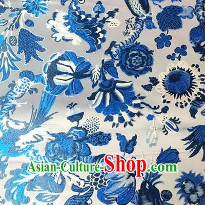 Traditional Asian Chinese Handmade Embroidery Peony Silk Satin Tang Suit Fabric, Nanjing Brocade Ancient Costume Hanfu Cheongsam Cloth Material
