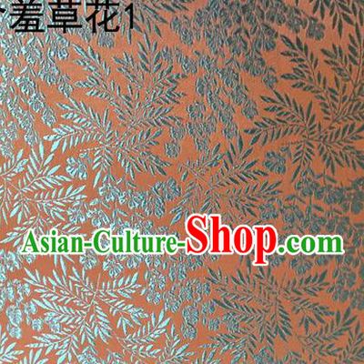 Traditional Asian Chinese Handmade Embroidery Blue Mimosa Pudica Silk Satin Tang Suit Fabric, Nanjing Brocade Ancient Costume Hanfu Cheongsam Cloth Material
