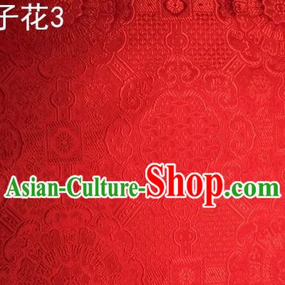 Traditional Asian Chinese Handmade Embroidery Flowers Mongolian Robe Silk Satin Tang Suit Red Fabric, Nanjing Brocade Ancient Costume Hanfu Cheongsam Cloth Material