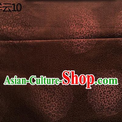 Traditional Asian Chinese Handmade Embroidery Round Auspicious Clouds Silk Satin Tang Suit Brown Mongolian Robe Fabric, Nanjing Brocade Ancient Costume Hanfu Cheongsam Cloth Material