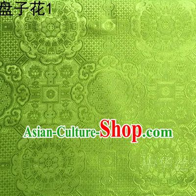 Traditional Asian Chinese Handmade Embroidery Flowers Mongolian Robe Silk Satin Tang Suit Green Fabric, Nanjing Brocade Ancient Costume Hanfu Cheongsam Cloth Material