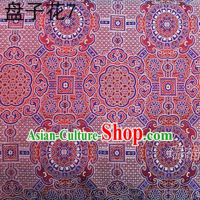 Traditional Asian Chinese Handmade Embroidery Colorful Flowers Mongolian Robe Silk Satin Tang Suit Fabric, Nanjing Brocade Ancient Costume Hanfu Cheongsam Cloth Material