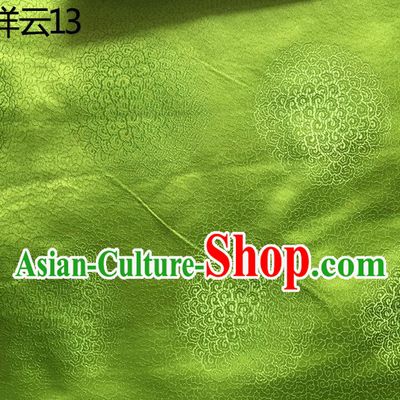 Traditional Asian Chinese Handmade Embroidery Round Auspicious Clouds Silk Satin Tang Suit Green Mongolian Robe Fabric, Nanjing Brocade Ancient Costume Hanfu Cheongsam Cloth Material