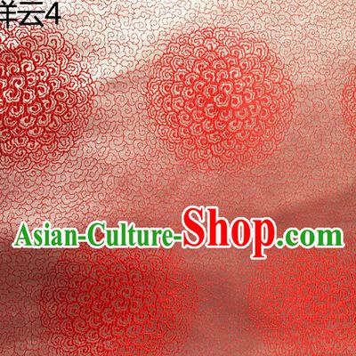 Traditional Asian Chinese Handmade Embroidery Round Auspicious Clouds Silk Satin Tang Suit Pink Mongolian Robe Fabric, Nanjing Brocade Ancient Costume Hanfu Cheongsam Cloth Material