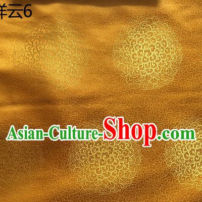 Traditional Asian Chinese Handmade Embroidery Round Auspicious Clouds Silk Satin Tang Suit Golden Mongolian Robe Fabric, Nanjing Brocade Ancient Costume Hanfu Cheongsam Cloth Material