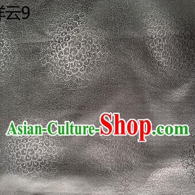 Traditional Asian Chinese Handmade Embroidery Round Auspicious Clouds Silk Satin Tang Suit Grey Mongolian Robe Fabric, Nanjing Brocade Ancient Costume Hanfu Cheongsam Cloth Material