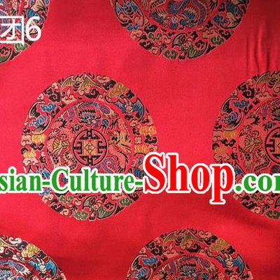 Traditional Asian Chinese Handmade Embroidery Dragon Pattern Silk Satin Tang Suit Xiuhe Suit Red Fabric, Nanjing Brocade Ancient Costume Hanfu Cheongsam Cloth Material