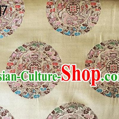 Traditional Asian Chinese Handmade Embroidery Dragon Pattern Silk Satin Tang Suit Xiuhe Suit Light Golden Fabric, Nanjing Brocade Ancient Costume Hanfu Cheongsam Cloth Material