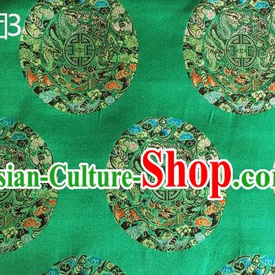 Traditional Asian Chinese Handmade Embroidery Dragon Pattern Silk Satin Tang Suit Xiuhe Suit Green Fabric, Nanjing Brocade Ancient Costume Hanfu Cheongsam Cloth Material