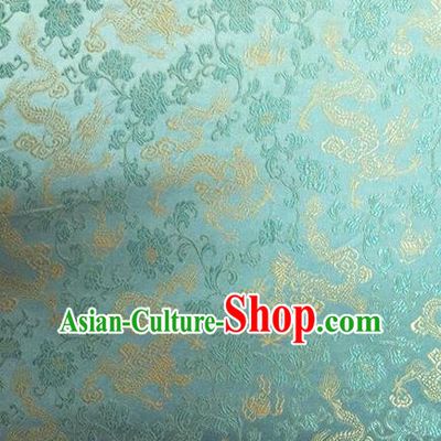 Traditional Asian Chinese Handmade Embroidery Flowers Pattern Silk Satin Tang Suit Mandarin Blue Fabric, Nanjing Brocade Ancient Costume Hanfu Cheongsam Cloth Material