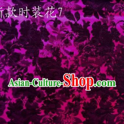 Traditional Asian Chinese Handmade Embroidery Flowers Pattern Silk Satin Tang Suit Mandarin Empress Cloak Purple Fabric, Nanjing Brocade Ancient Costume Hanfu Cheongsam Cloth Material