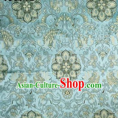 Traditional Asian Chinese Handmade Embroidery Flowers Pattern Silk Satin Tang Suit Mandarin Empress Cloak Green Fabric, Nanjing Brocade Ancient Costume Hanfu Cheongsam Cloth Material