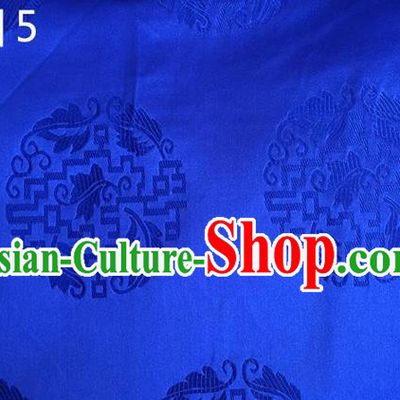 Traditional Asian Chinese Handmade Embroidery Silk Satin Tang Suit Tibetan Robe Blue Fabric, Nanjing Brocade Ancient Costume Hanfu Cheongsam Cloth Material