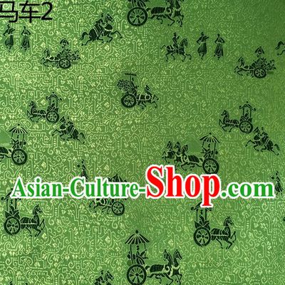 Traditional Asian Chinese Handmade Embroidery Carriage Silk Satin Tang Suit Green Fabric, Nanjing Brocade Ancient Costume Hanfu Cheongsam Cloth Material