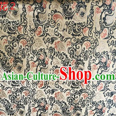 Traditional Asian Chinese Handmade Embroidery Flowers Silk Satin Tang Suit White Fabric, Nanjing Brocade Ancient Costume Hanfu Cheongsam Cloth Material