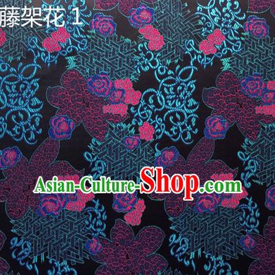 Traditional Asian Chinese Handmade Embroidery Flowers Silk Satin Tang Suit Fabric Drapery, Nanjing Brocade Ancient Costume Hanfu Cheongsam Cloth Material