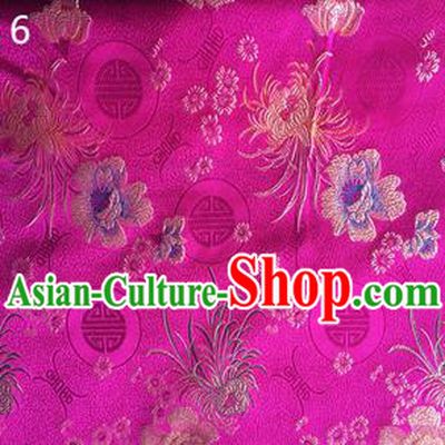 Traditional Asian Chinese Handmade Embroidery Marguerite Flowers Silk Satin Tang Suit Rosy Fabric Drapery, Nanjing Brocade Ancient Costume Hanfu Cheongsam Cloth Material