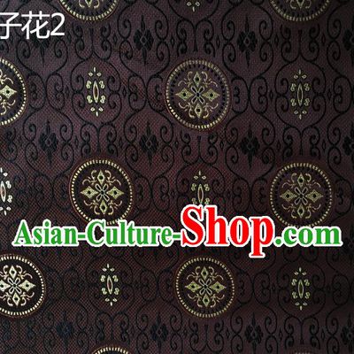 Traditional Asian Chinese Handmade Embroidery Raisins Flowers Silk Satin Tang Suit Brown Fabric Drapery, Nanjing Brocade Ancient Costume Hanfu Cheongsam Cloth Material