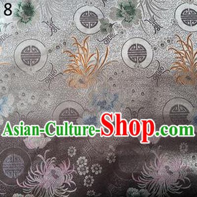 Traditional Asian Chinese Handmade Embroidery Marguerite Flowers Silk Satin Tang Suit Grey Fabric Drapery, Nanjing Brocade Ancient Costume Hanfu Cheongsam Cloth Material