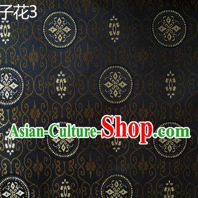 Traditional Asian Chinese Handmade Embroidery Raisins Flowers Silk Satin Tang Suit Black Fabric Drapery, Nanjing Brocade Ancient Costume Hanfu Cheongsam Cloth Material