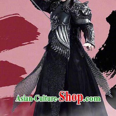 Asian Chinese Traditional Prince Costume and Headpiece Complete Set, Films Once Upon a Time China General Swordsman Armour Clothing