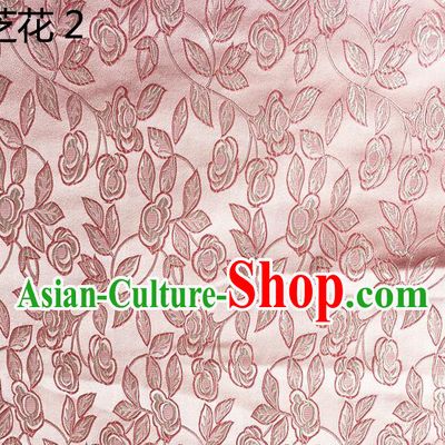 Traditional Asian Chinese Handmade Embroidery Ganoderma Flowers Silk Satin Tang Suit Pink Fabric Drapery, Nanjing Brocade Ancient Costume Hanfu Cheongsam Cloth Material