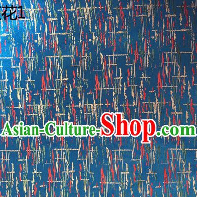 Traditional Asian Chinese Handmade Printing Silk Satin Tang Suit Blue Fabric Drapery, Nanjing Brocade Ancient Costume Hanfu Cheongsam Cloth Material