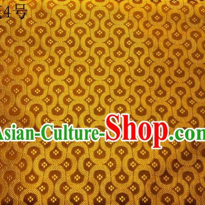 Traditional Asian Chinese Handmade Embroidery Chain Flowers Silk Satin Tang Suit Golden Fabric Drapery, Nanjing Brocade Ancient Costume Hanfu Cheongsam Cloth Material