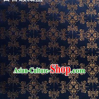 Traditional Asian Chinese Handmade Embroidery Silk Satin Tang Suit Navy Fabric Drapery, Nanjing Brocade Ancient Costume Hanfu Cheongsam Cloth Material
