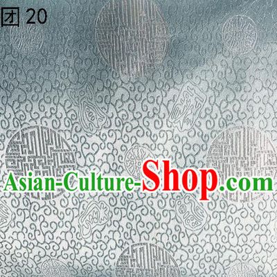 Traditional Asian Chinese Handmade Embroidery Manju Round Silk Satin Tang Suit Sliver Fabric Drapery, Nanjing Brocade Ancient Costume Hanfu Cheongsam Cloth Material