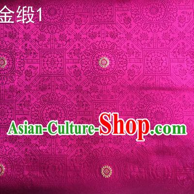Traditional Asian Chinese Handmade Embroidery Silk Tapestry Satin Tang Suit Rosy Fabric Drapery, Nanjing Brocade Ancient Costume Hanfu Cheongsam Cloth Material